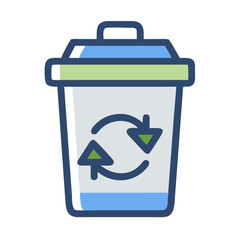 Recycle bin icon illustration with blue and green colors for design needs