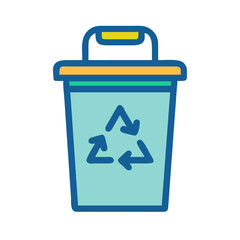 Recycle Bin Icon in a Clean Flat Style against a Black Background