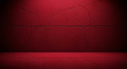 Dramatic Red Cracked Concrete Room Background