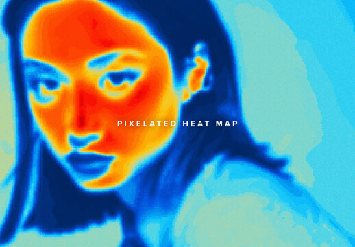 Pixelated Heat Map Image Effect Mockup