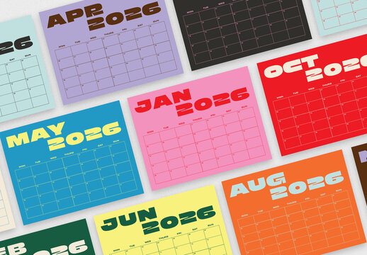 Bright and Colourful 2026 Calendar Layout