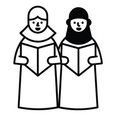 carol singers Christmas elements vector icon, christmas  collection