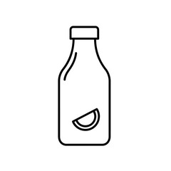 Outline Icon of Juice Bottle with Fruit Slice Inside Graphic