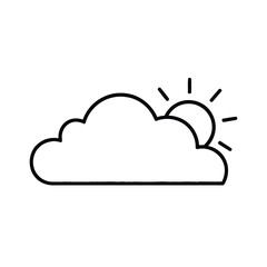 Simple Weather Symbol Showing Sun Behind Cloud on Plain Background