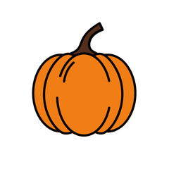 Isolated pumpkin on a plain white background for Fall holidays