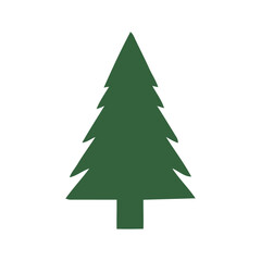 Simple evergreen tree silhouette on a white background