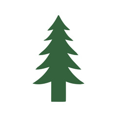 Simple Evergreen Tree Shape with Dense Dark Green Needles on White Background