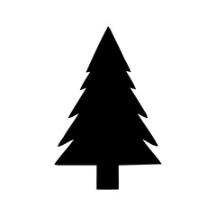 Fototapeta premium Isolated silhouette of coniferous tree against white for holiday decoration and graphic design