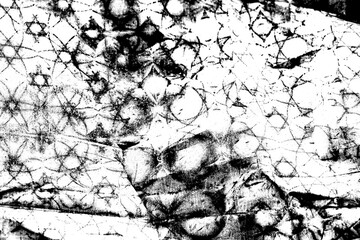 Abstract grunge black and white distressed texture fabric crumpled paper overlay background	
