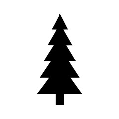 Simple Silhouette of a Generic Evergreen Tree with a Triangular Crown on White