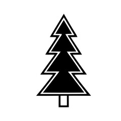 Stylized Tree Icon with Bold Black Lines and White Outline on a Clean Background