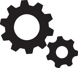 Gears and Cogs Icon: Streamlined Machine Components for Industrial Processes in Modern, Minimalist Style on Transparent Backdrop for Engineers