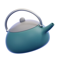 Obraz premium Simplified 3D Rendering of a Teal and Gray Teapot. A clean, modern icon for tea, beverage, kitchen, and culinary design projects