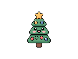 Cute Smiling Christmas Tree with Star