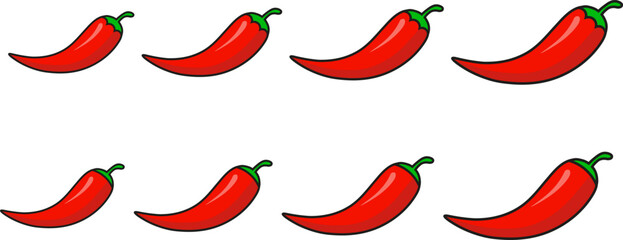 Red Chili Peppers from Small to Large