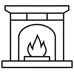 cozy fireplace Christmas elements vector icon, christmas  collection