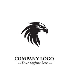 Obraz premium Eagle head black and white vector logo symbol representing strength, freedom, and powerful identity