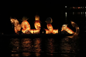 Luang Prabang, Laos, Fire Boats Festival in Mekong River, the most beuatiful festival of the year.