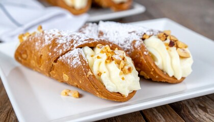 Italian Cannoli Pastry with Cream Filling for Premium Dessert Food Object and Sweet Concept