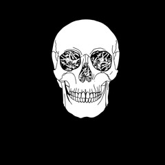 halloween card black background with scary skull