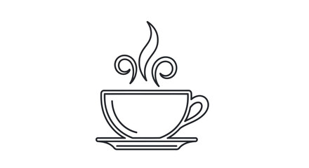 Obraz premium Simple Line Art Illustration of a Hot Coffee Cup.