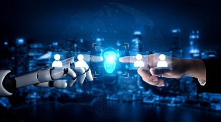 Obraz premium AI assistant collaborates with human team members to support workflow, boost efficiency, and enhance collaborative productivity in digital environments Vouch