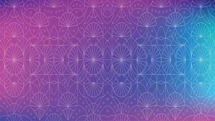 Vibrant Geometric Art Deco Pattern with Purple Teal Gradient