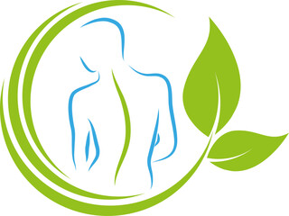 	
Person, Frau, Wirbelsäule und Blätter, Orthopädie, Chiropraktiker, Logo, Icon	