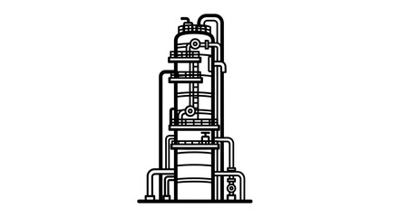 Industrial distillation column schematic diagram for chemical processing.