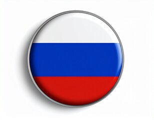 Fototapeta premium Russia Flag Button on White Background