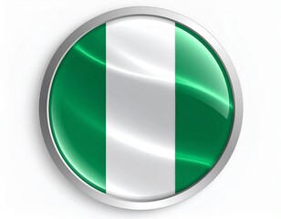 Obraz premium Nigeria Flag Button on White Background