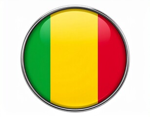 Fototapeta premium Mali Flag Button on White Background