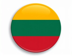 Fototapeta premium Lithuania Flag Button on White Background