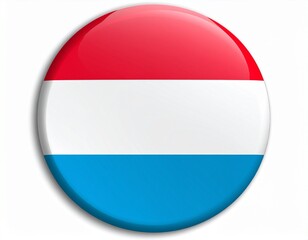 Luxembourg Flag Button on White Background
