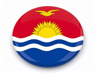Kiribati Flag Button on White Background