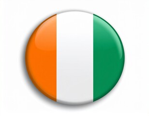 Côte d'Ivoire Flag Button on White Background