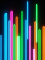 Fototapeta premium Colorful Vertical Neon Tubes in Blue Pink Green and Orange