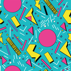 Dynamic 90s Memphis Style Abstract Composition