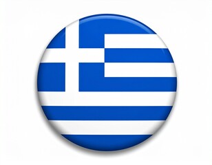 Greece Flag Button on White Background