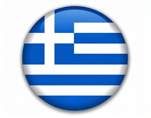 Greece Flag Button on White Background