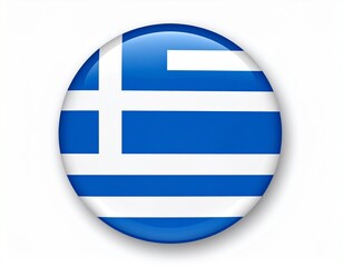 Greece Flag Button on White Background