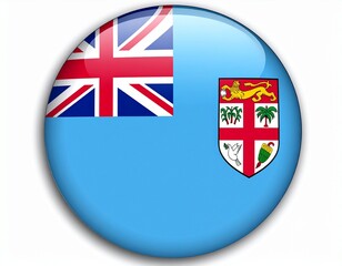 Fiji Flag Button on White Background