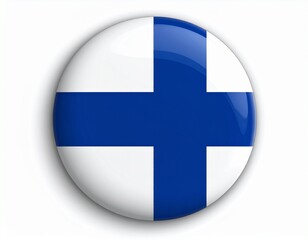 Obraz premium Finland Flag Button on White Background