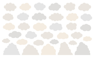 くすみカラーの雲型のもくもくフレームセット