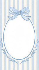 vintage children’s birthday invitation background, soft pastel aesthetic, vertical light blue and white stripes in the background and blank in the center