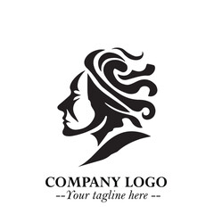 Elegant Old Woman Logo Symbol in Black on White Background with Classic and Minimalist Design
