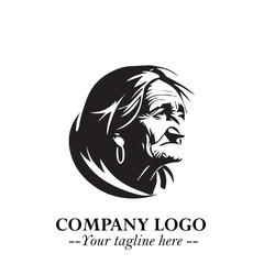 Elegant Old Woman Logo Symbol in Black on White Background with Classic and Minimalist Design
