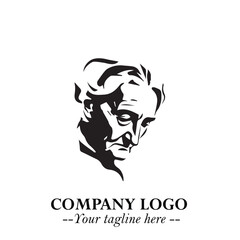 Elegant Old Woman Logo Symbol in Black on White Background with Classic and Minimalist Design
