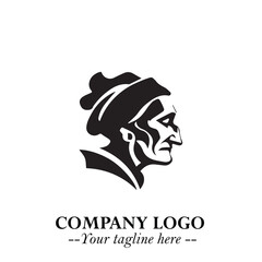 Elegant Old Woman Logo Symbol in Black on White Background with Classic and Minimalist Design
