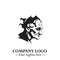 Elegant Old Woman Logo Symbol in Black on White Background with Classic and Minimalist Design
